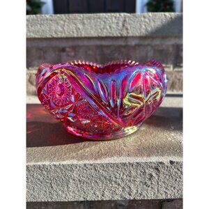 Vintage L.E. Smith Amberina/Ruby Red Glass Candy Bowl.